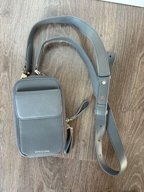 LOVE & LORE CELL PHONE CROSSBODY BAG Gray PURSE CREDIT CARD $ VEGAN WALLET